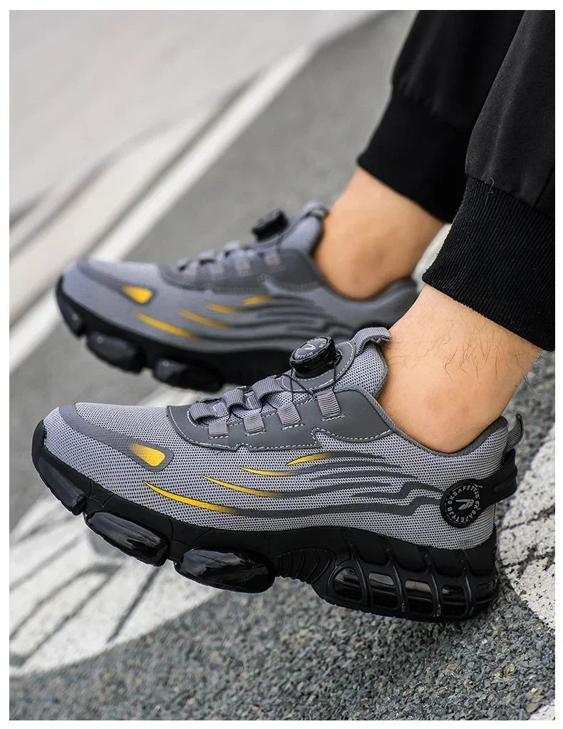 Rotating Button New Safety Shoes Men Anti-smash Anti-puncture Work Shoes Fashion Men Sport Shoes Security Protective Boots Men 