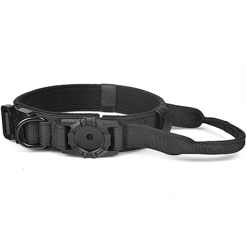Adjustable Nylon Dog Collar with AirTag Holder & Handle