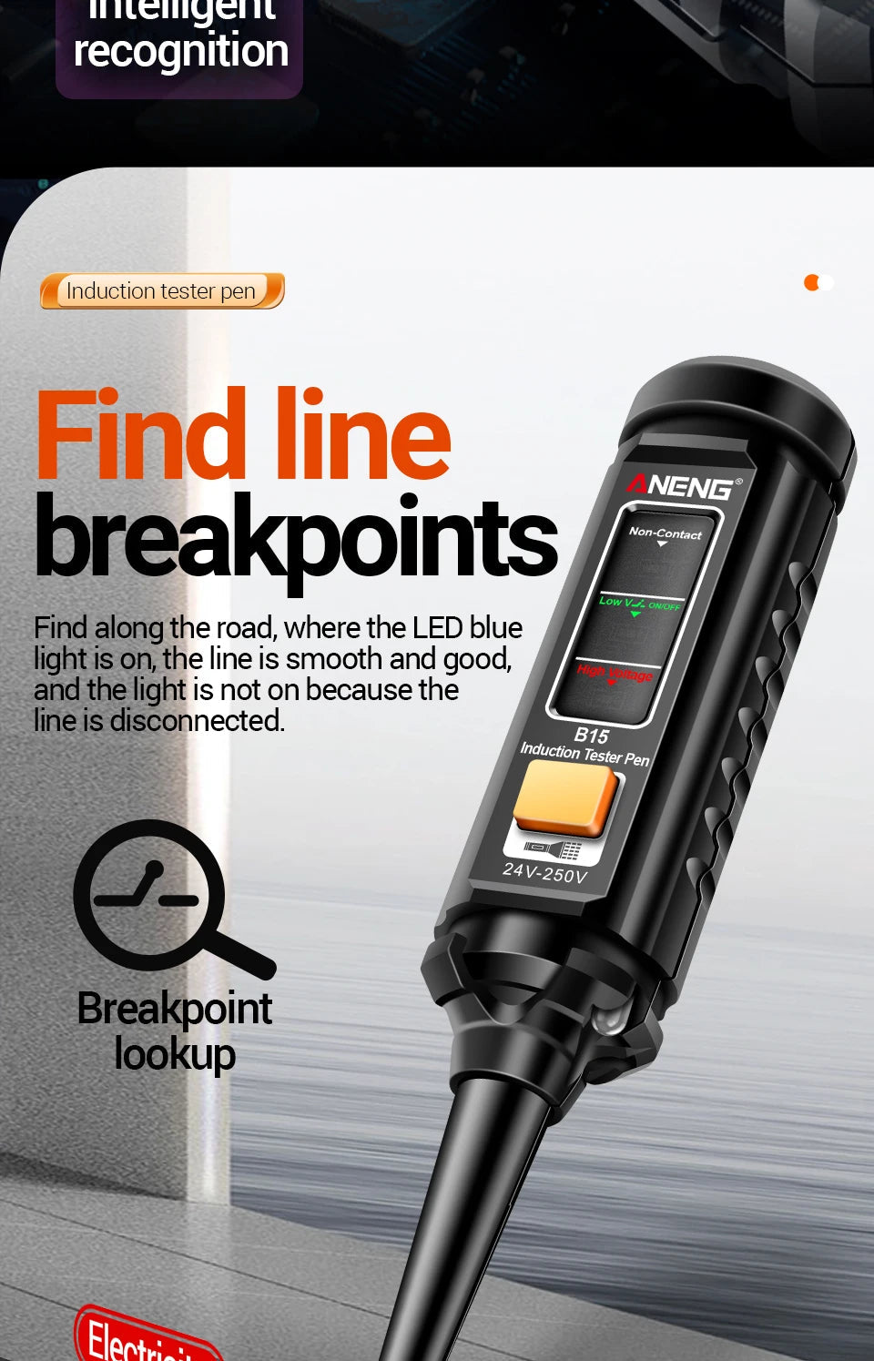 ANENG B15 Induction Teste Pen Highlight Color Light Professional AC Voltage Detection Electrician Screwdriver Testing Tools 