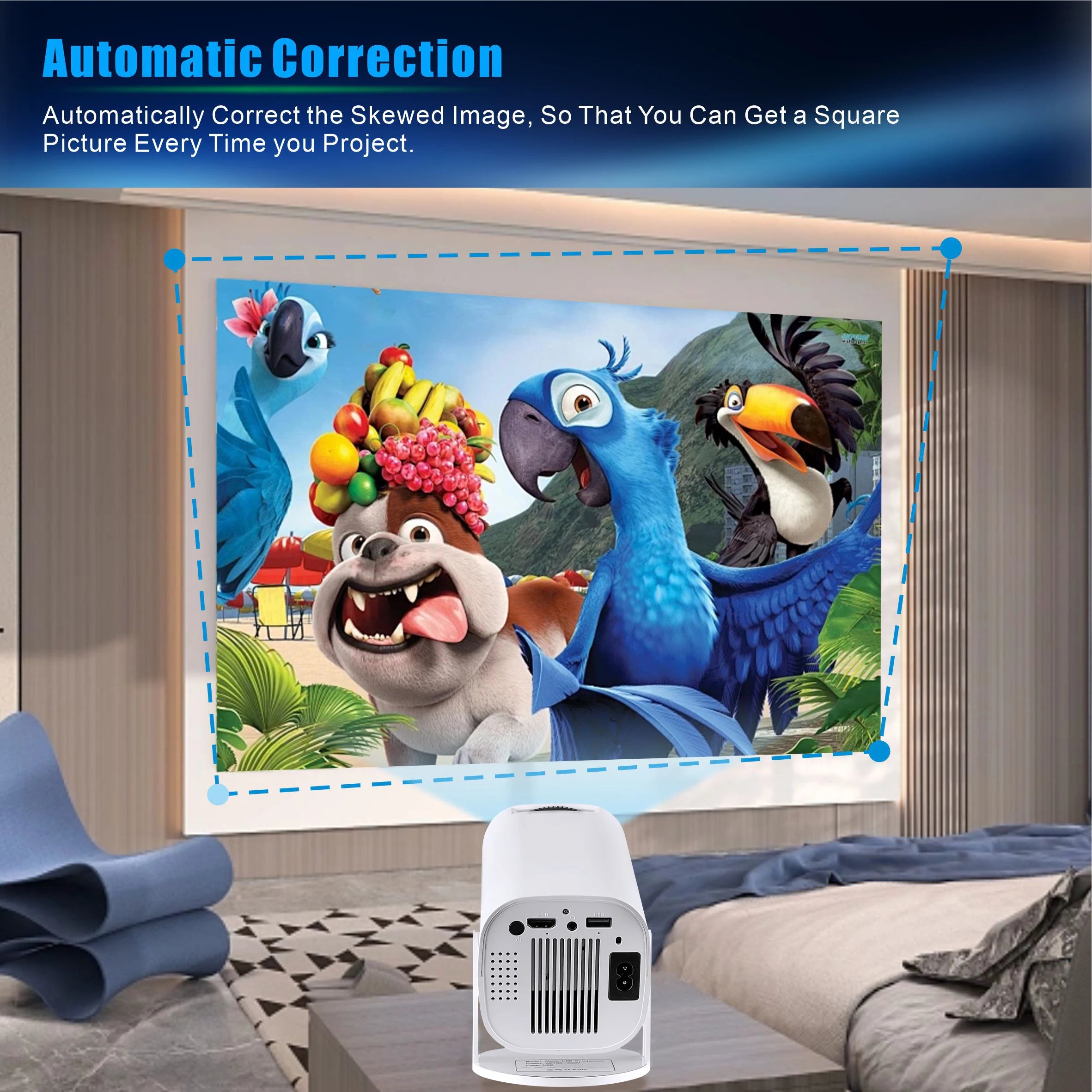 Mini proiettore intelligente 4K con Android 12 e design rotante