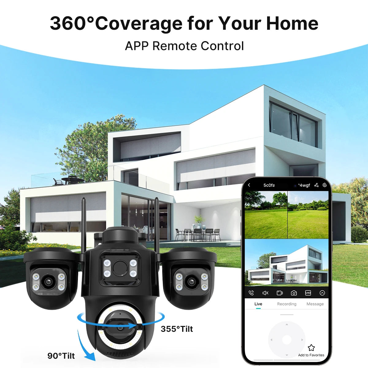 Outdoor Triple-Lens PTZ WiFi IP Camera with AI Motion Detection