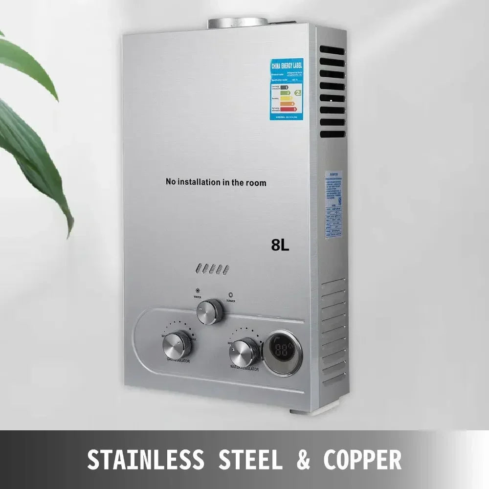 SIHAO 6L 8L 10L 12L 16L 18L LPG Portable Instand Water Heater Propane Gas LPG Wall-Mounted Tankless Water Heater Digital Display