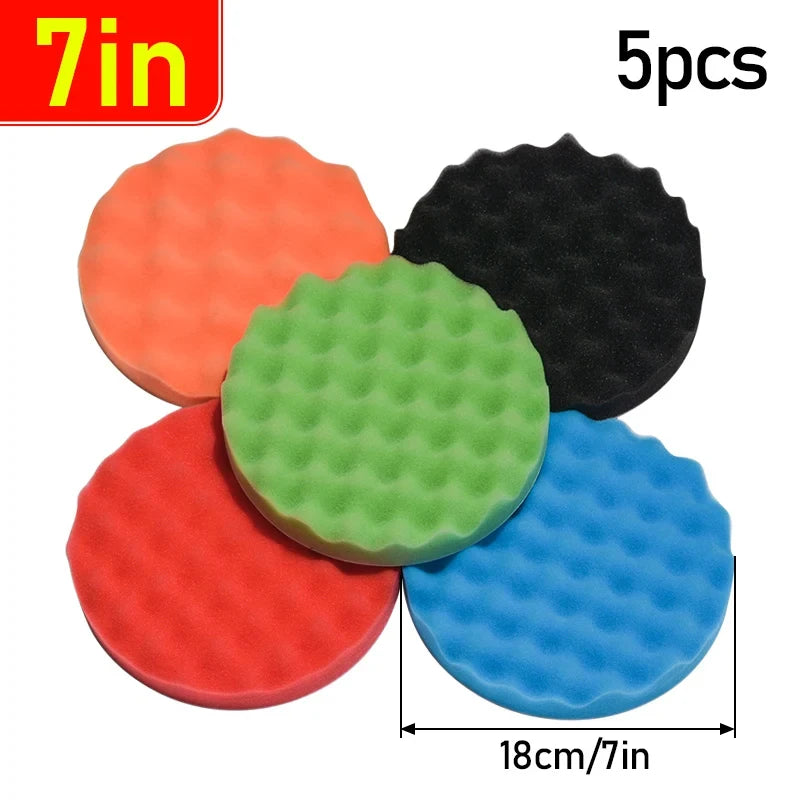 Five-Piece Sponge Polishing Pad Set, 5-7 Inch Options