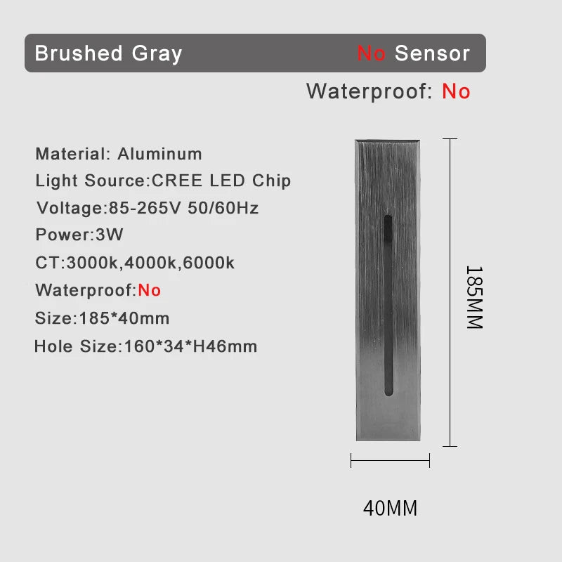 Recessed LED Stair Light - Sensor Options
