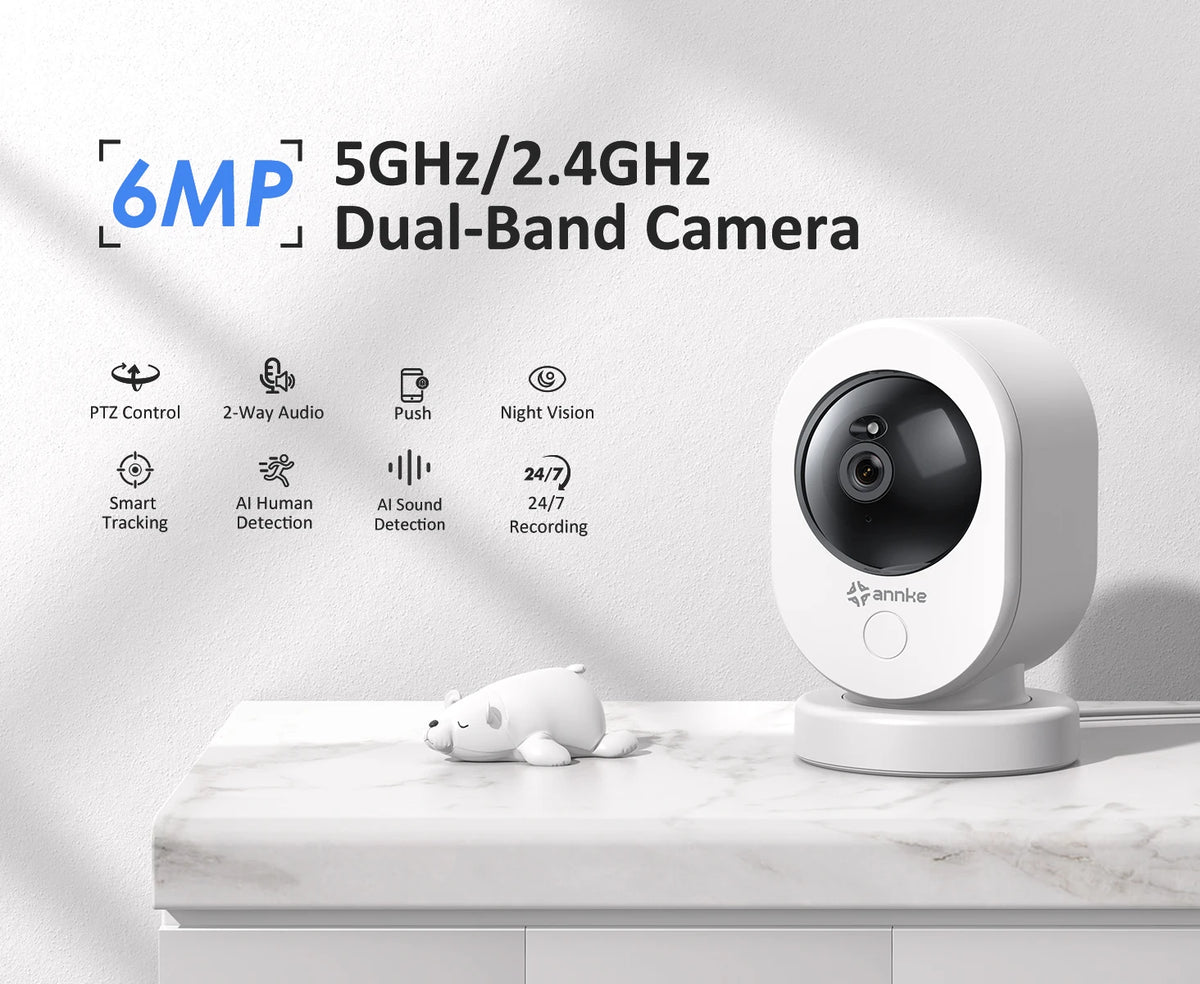 6MP Dual-Band WiFi PTZ Security Camera with Human Detection
