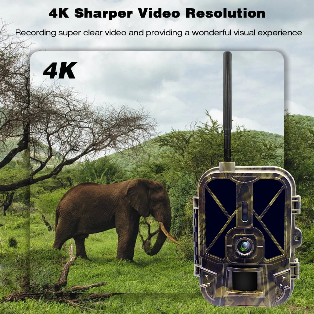 4K Live Stream Trail Camera 4G  30MP APP Clould Service Hunting Cameras 10000Mah Li-Battery Night Vision Photo Traps HC940PROLI 