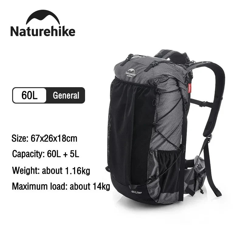 Mochila de Montanha Outdoor 60+5L Impermeável com Capa de Chuva