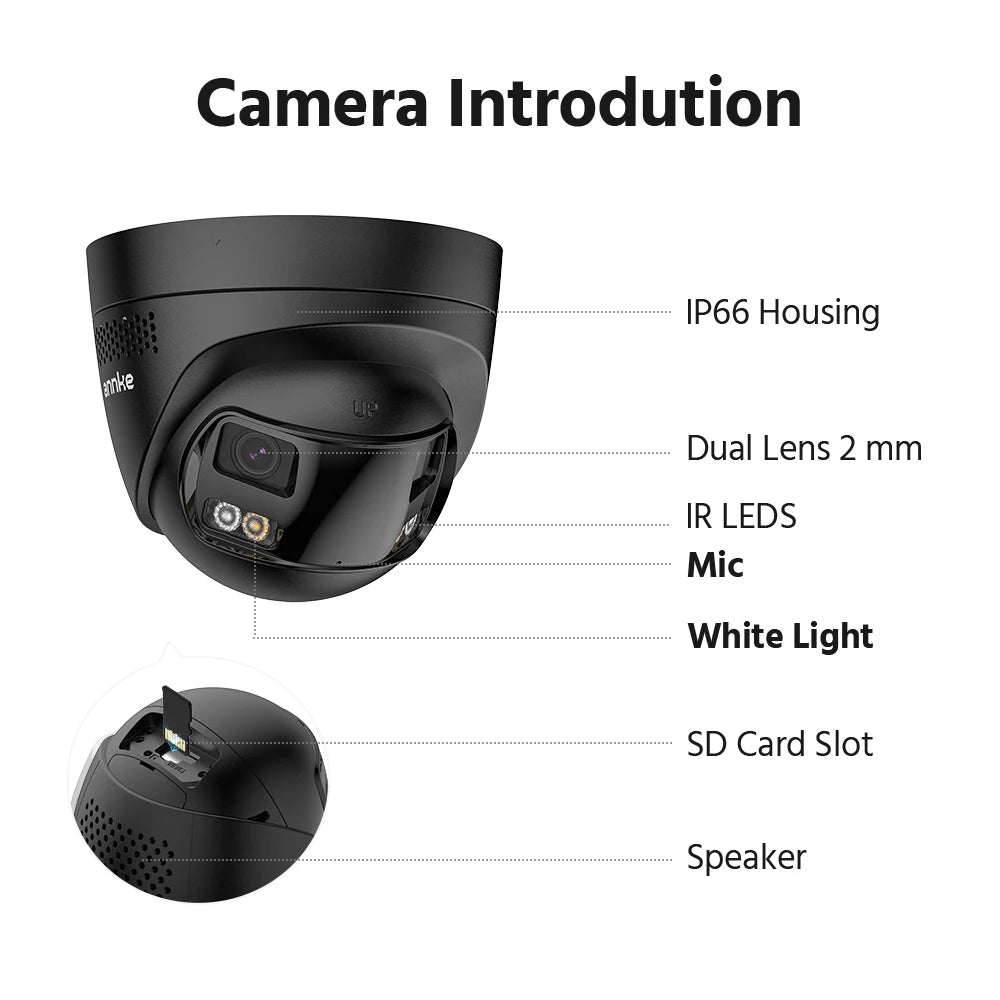 4K 8MP 180° Dual Lens Security Camera with Color Night Vision