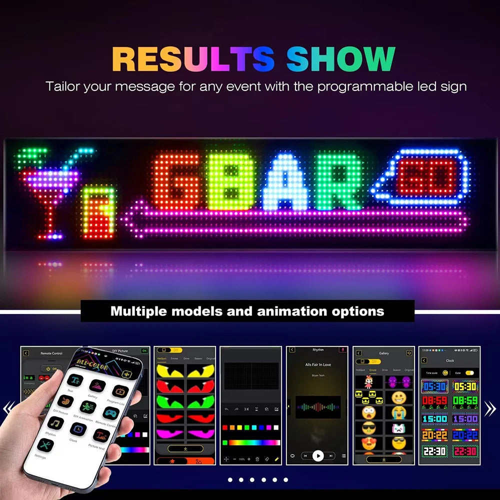 Painel de matriz RGB LED programável flexível