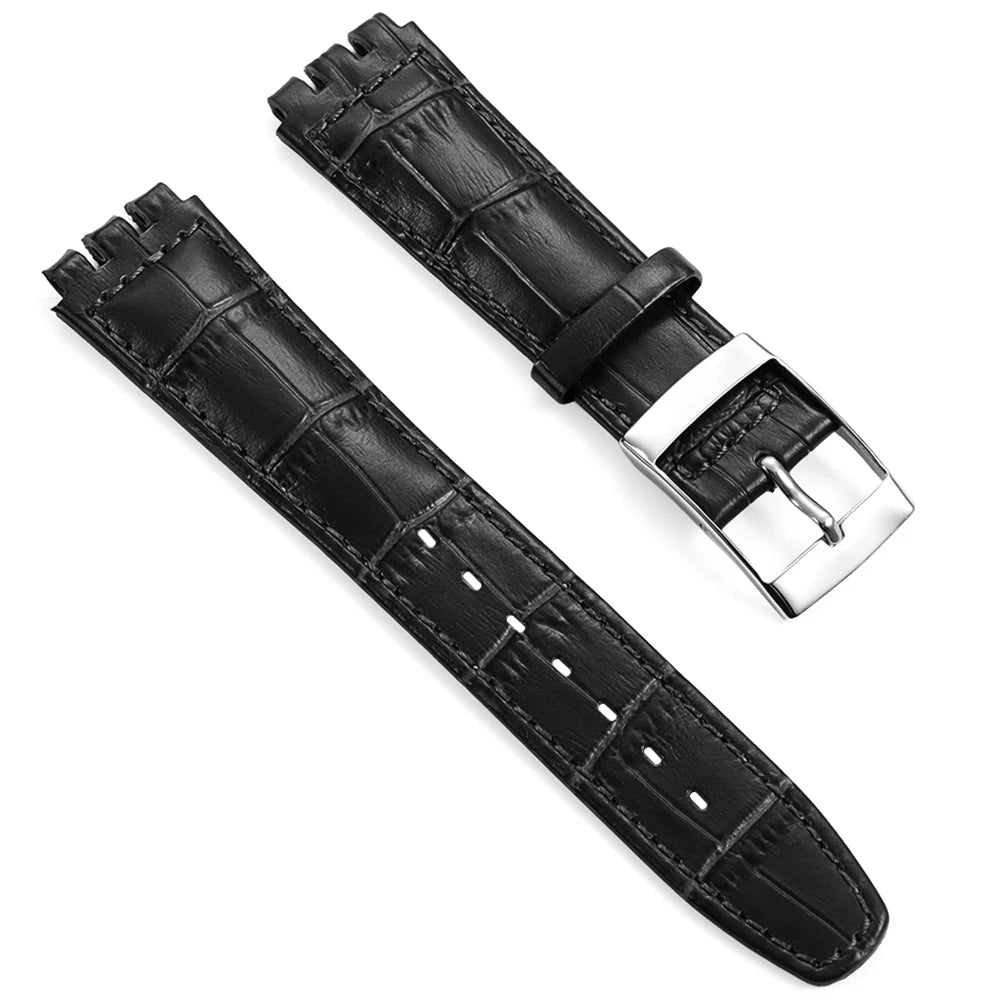 Leren horlogeband voor Swatch, 17 of 19 mm