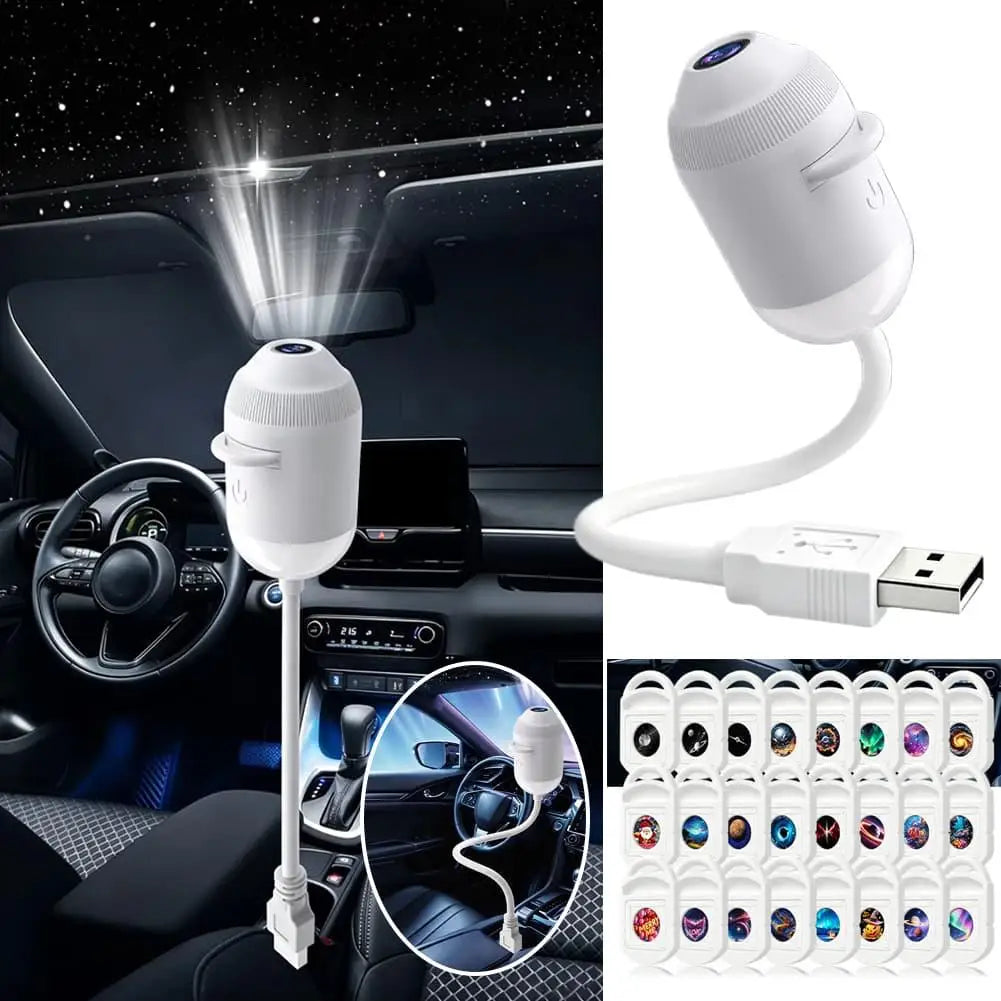Car Galaxy Films Projector USB Starry Sky Night Light HD Smart Dynamic Holographic Light Projector Car Bedroom Atmosphere Light