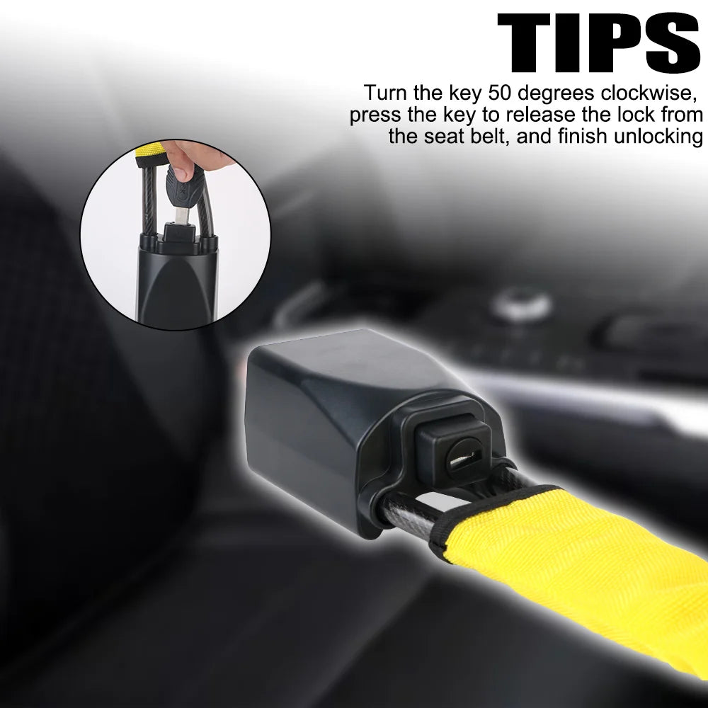 SEAMETAL Car Steering Wheel Lock Universal Antitheft Device Auto Seat Belt Buckle Lock Rope Steel Cable for Car Truck SUV Van RV