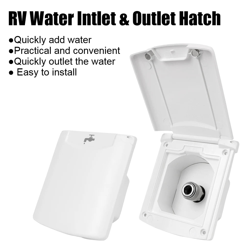 Caravan Accessories Water Inlet Outlet Hatch Filter Lockable Cover With 20mm Adapter Nozzles For Boat Marine RV Camper Car Van