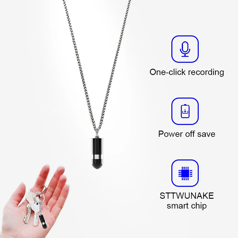 Mini Voice Activated Recorder Digital Audio Recording Keychain Device Wearable Sound Professional Micro Dictaphone STTWUNAKE 