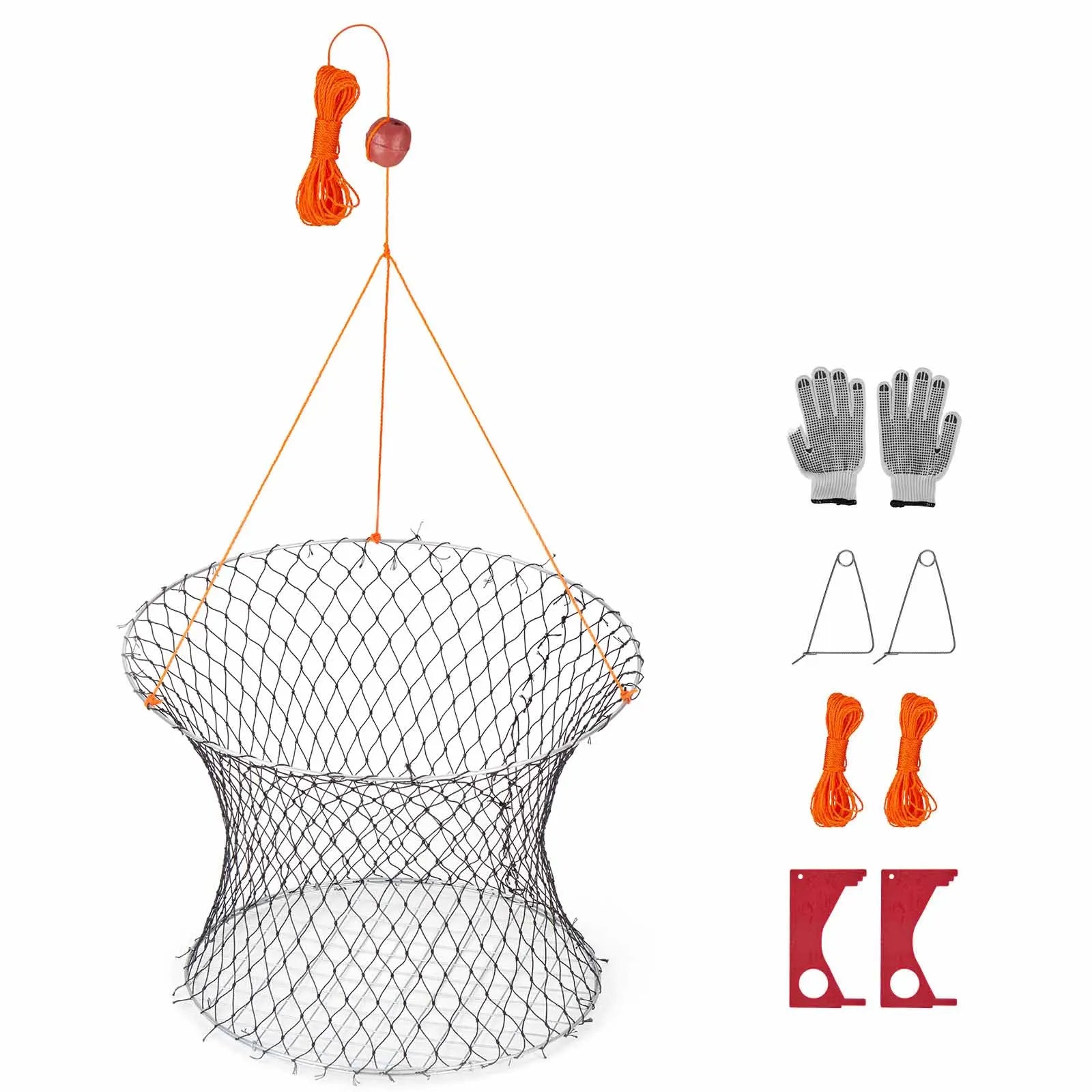 Double Ring Crab Trap Kit with 60ft Rope Foldable 2 Pack