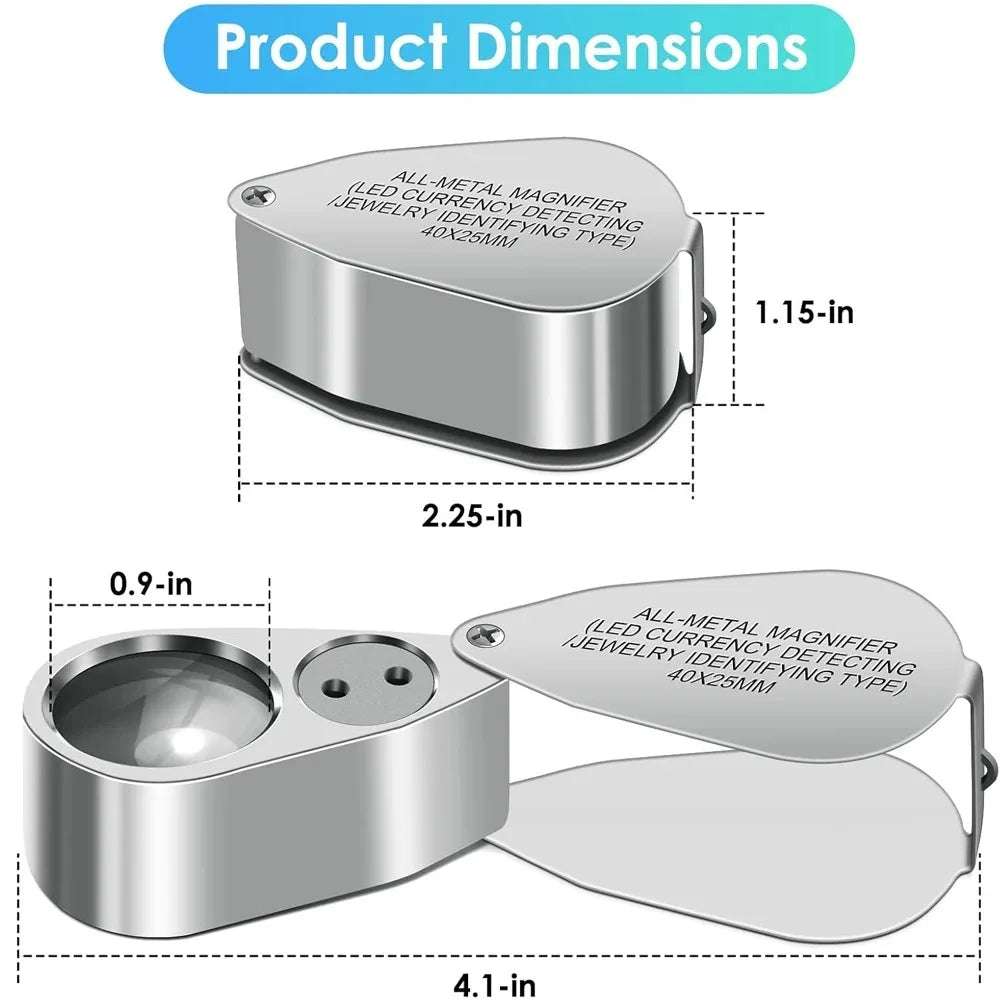 40x Folding Jeweller's Loupe with LED and UV Light