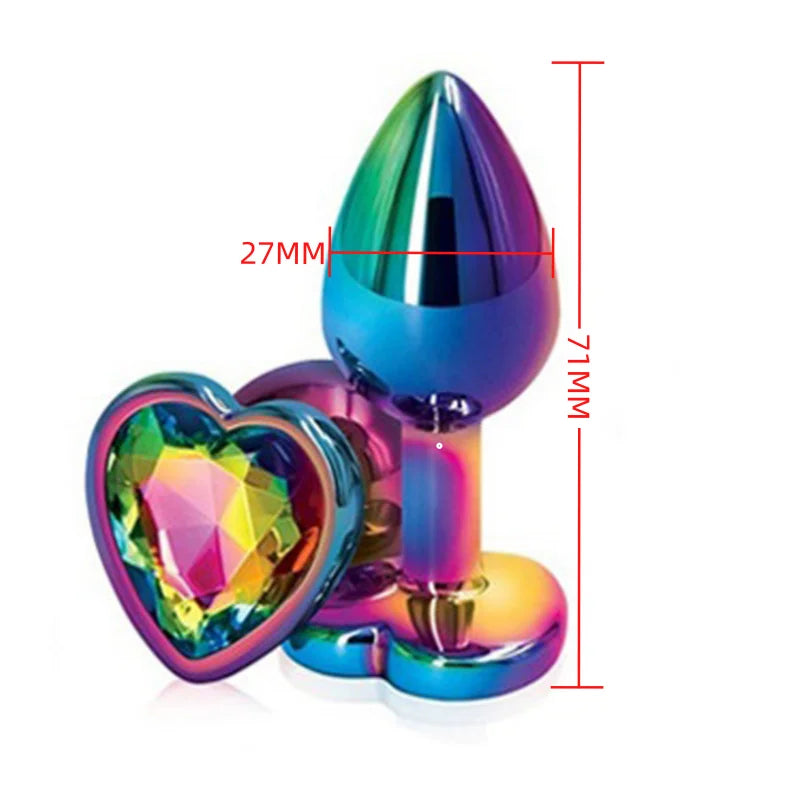 Small Size Metal Anal Beads Butt Plug Mini Rainbow Rose gold Butt Plug Crystal Jewelry Trainer Anal Dildo Masturbation Sex Toy 