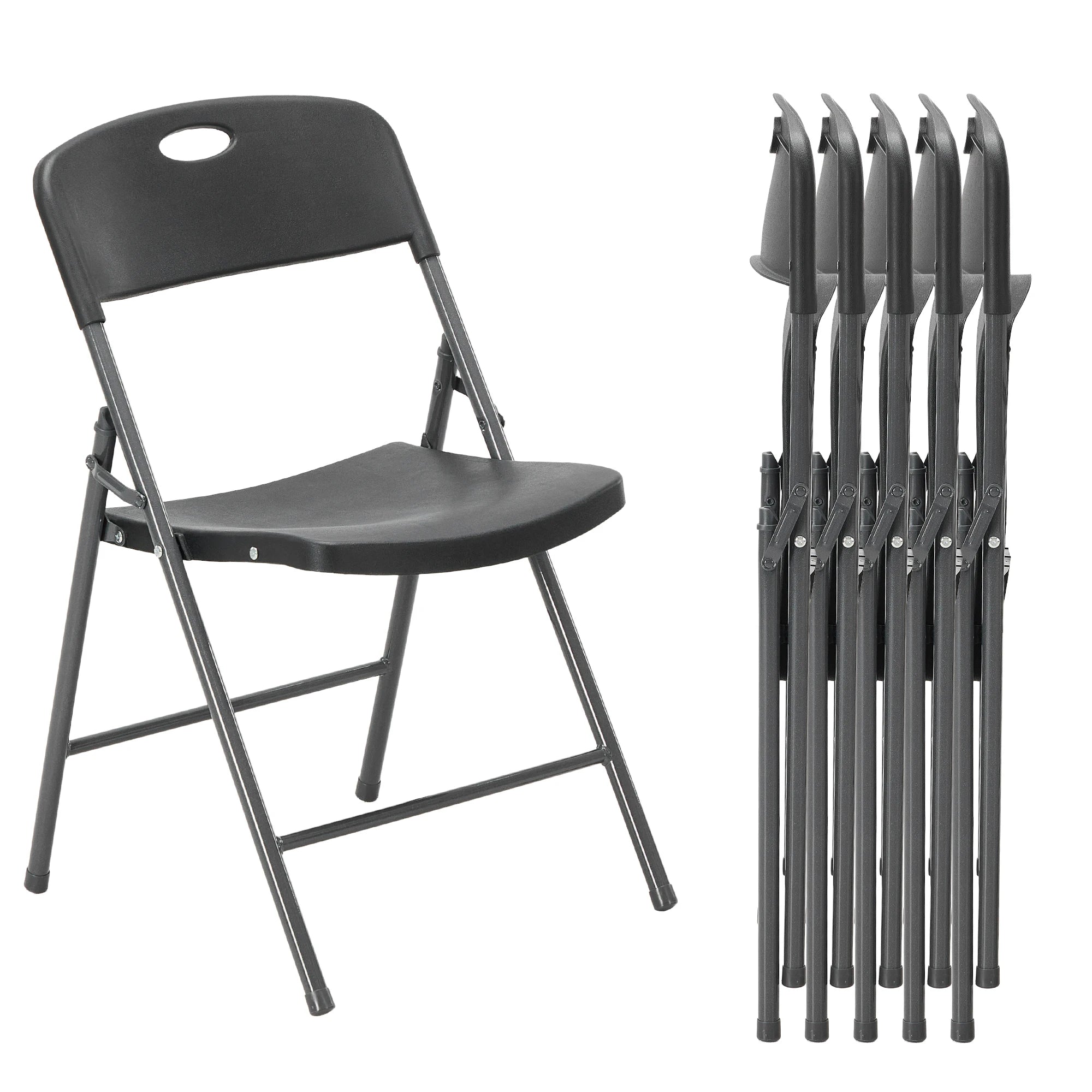 Stackable Folding Chairs Set with Padded Seat & Metal Frame