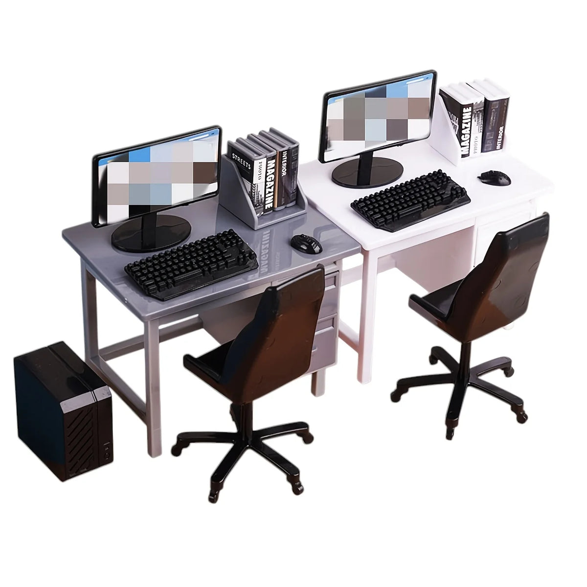 Miniature Office Desk Scene, Grey or White