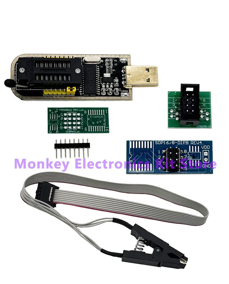 CH341 USB-flashprogrammer en adapteropties