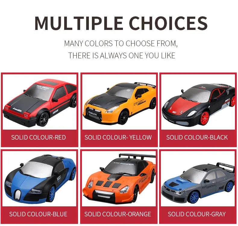 1:24 High Speed RC Drift Vehicle Cars Mustang 4WD Remote Control Racing Car Gift Competition Race Car Boys Toy Replaceable Tire 