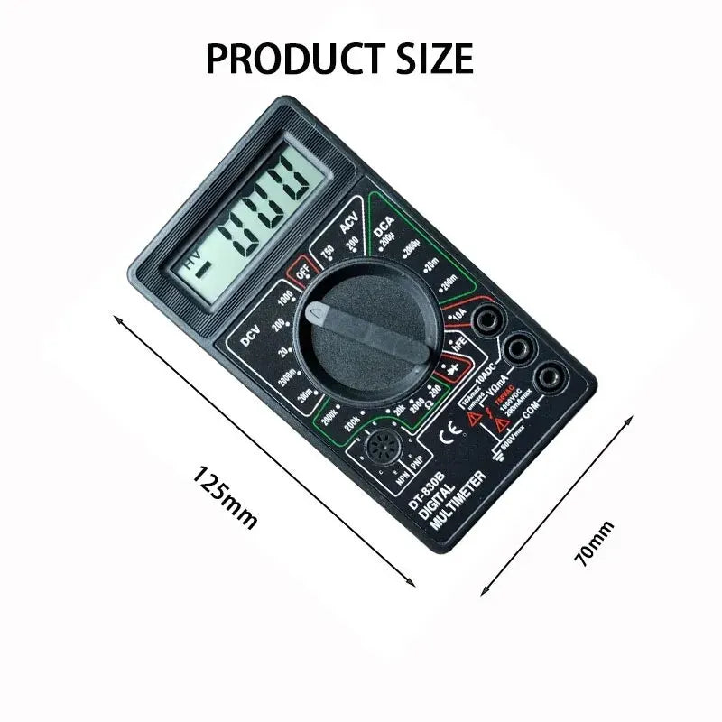 DT830B LCD Digital Multimeter Ammeter AC DC Voltmeter Mini Hand Held Digital Multimeter Cable Ohm Meter with Probe Combination