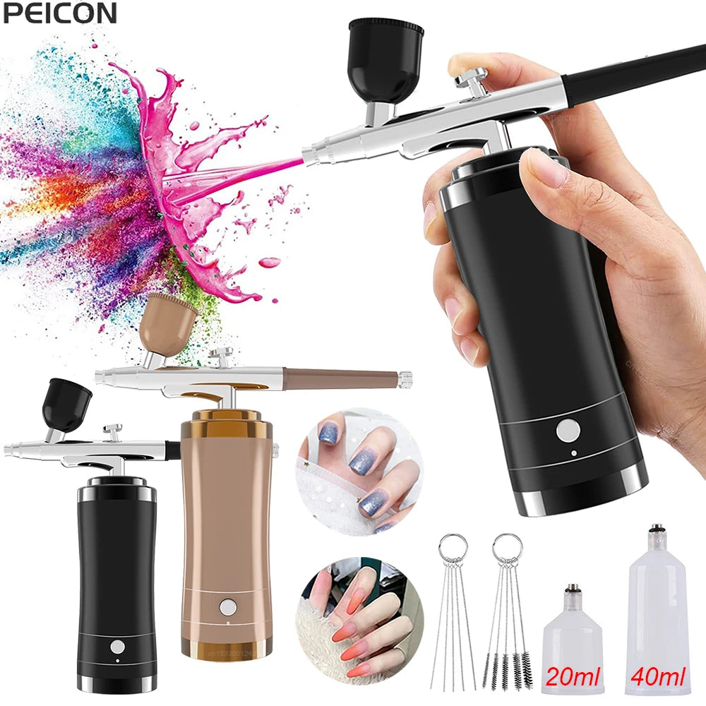 Airbrush Nail With Compressor Portable Airbrush Nail Art Compressor For Nails Cake Painting Crafts Air Brush Kit Nails Spray 