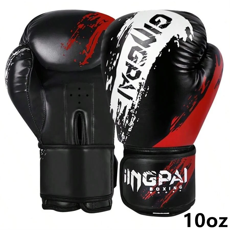 1 Pair Adult Boxing Gloves Men Punching Training Sparring Comfortable Adjustable Fighting Mitts Hand Protector Black Red Blue 