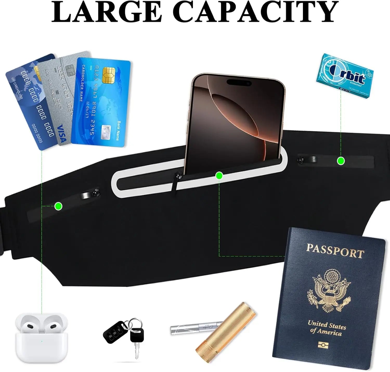 Waterproof Running Waist Pack Adjustable Belt Men Women Slim Running Bags Portable Outsides Jogging Gym Sports Cell Phone Pouch 