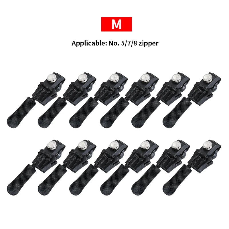Universal Detachable Metal Zipper Slider Puller Detachable Instant Repair Kit DIY Replacement Lever Locks for Clothing Luggage 