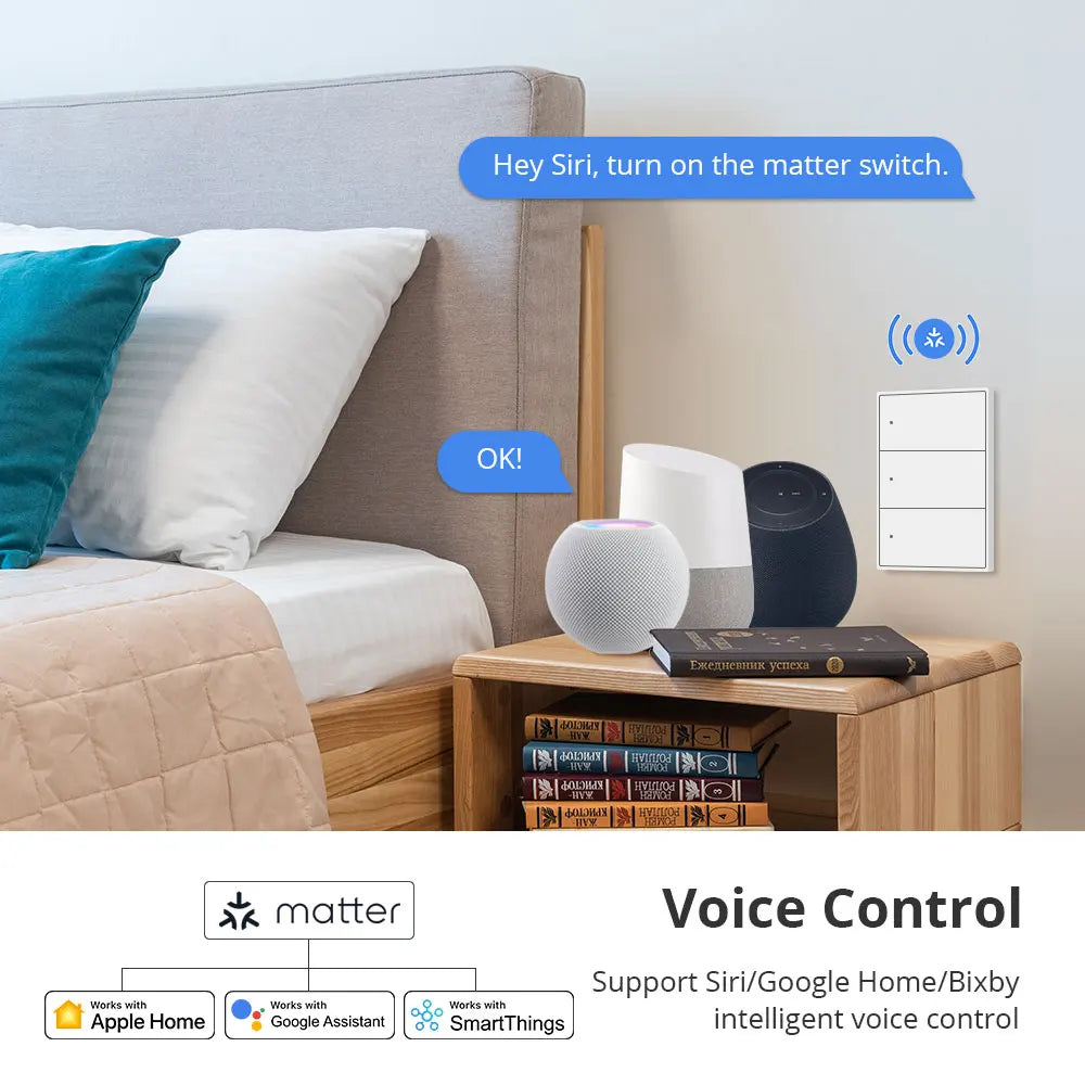 Matter Wi-Fi Wall Switch - Gang and Colour Options