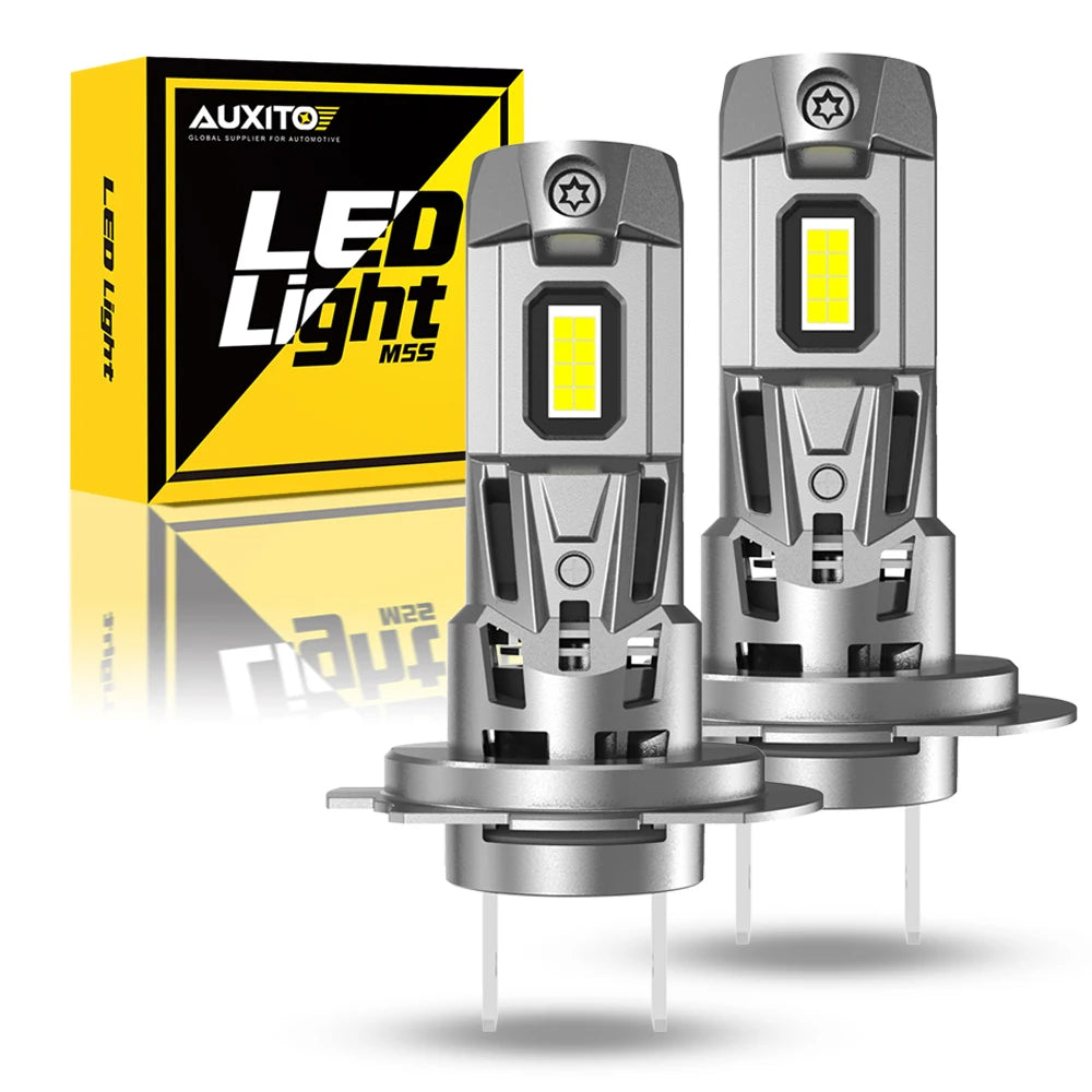 AUXITO 2x Canbus H7 LED žiarovka 22000LM 120W bez chýb, 1:1 mini veľkosť hlavy svetla, bezdrôtová, jasná 6500K biela H7 svetlomet