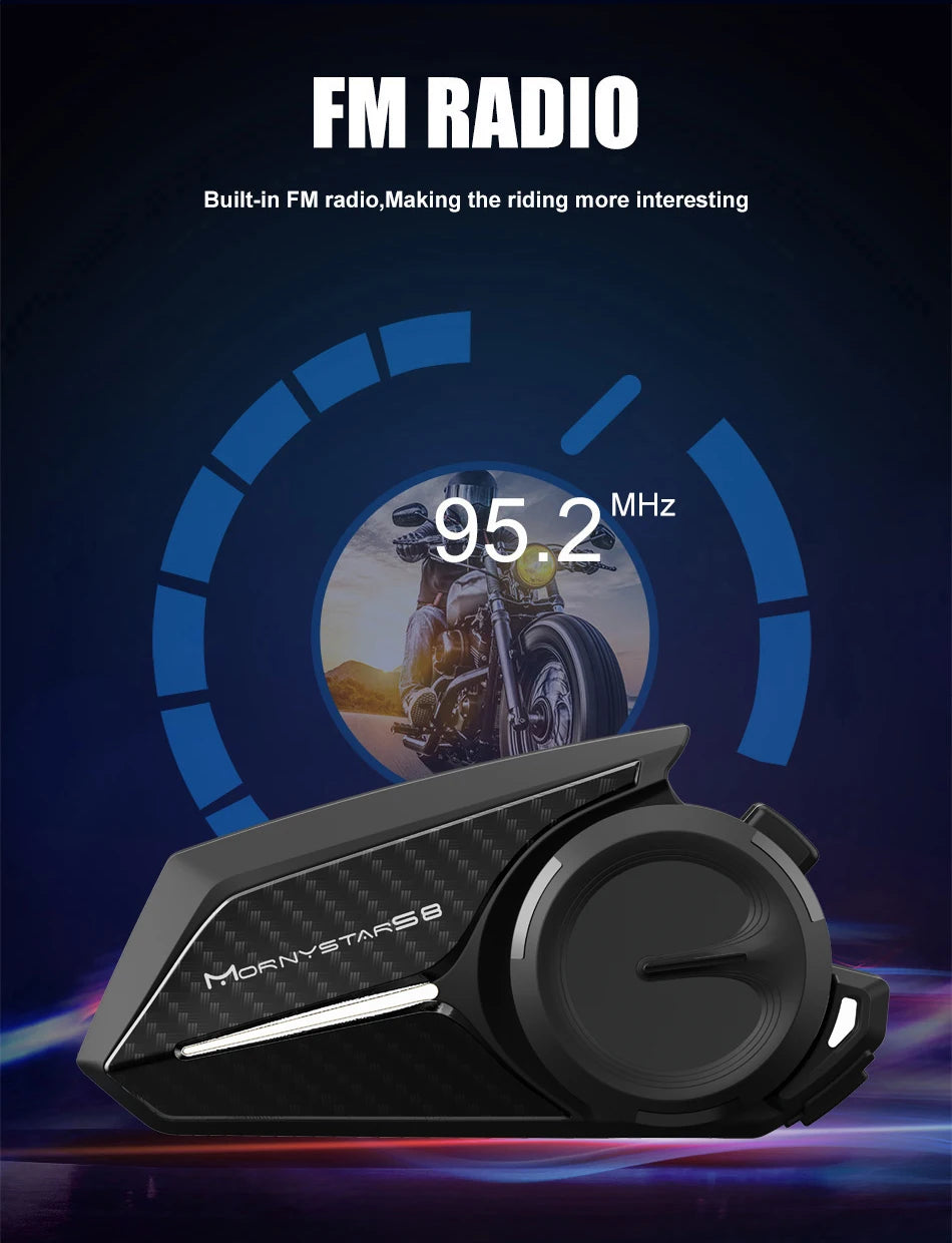 S8 Bluetooth motorhelm intercom