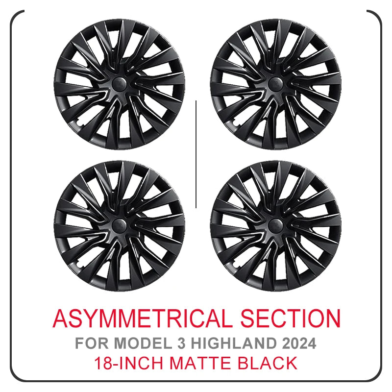 4PCS Tesla Model 3 Highland 18" Wheel Cover Hubcaps Turbine Style