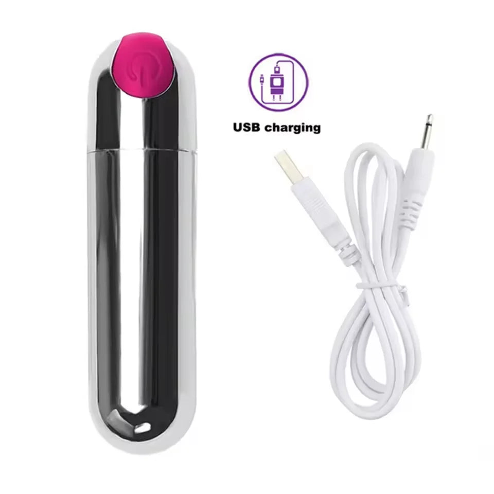 10-växlad USB-uppladdningsbar mini bullet-vibrator med vattentät design