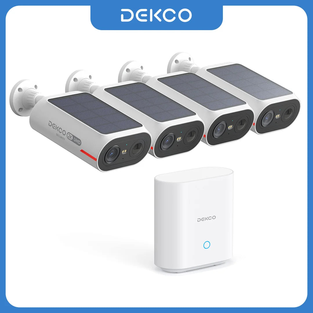 DEKCO 4-Camera Solar Security System with 32GB Storage