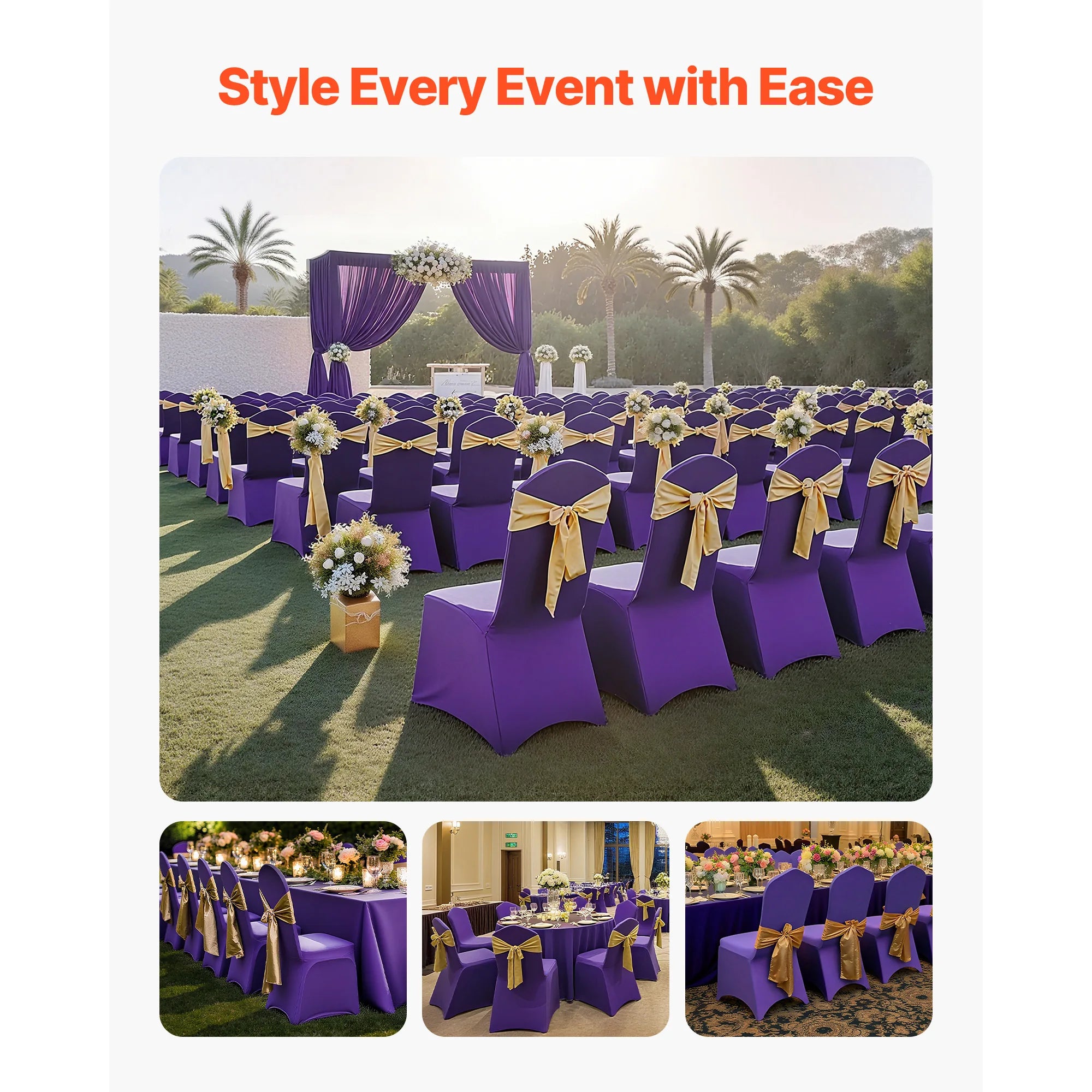 Pružné potahy na židle pro akce – sada polyesterových spandexových potahů
