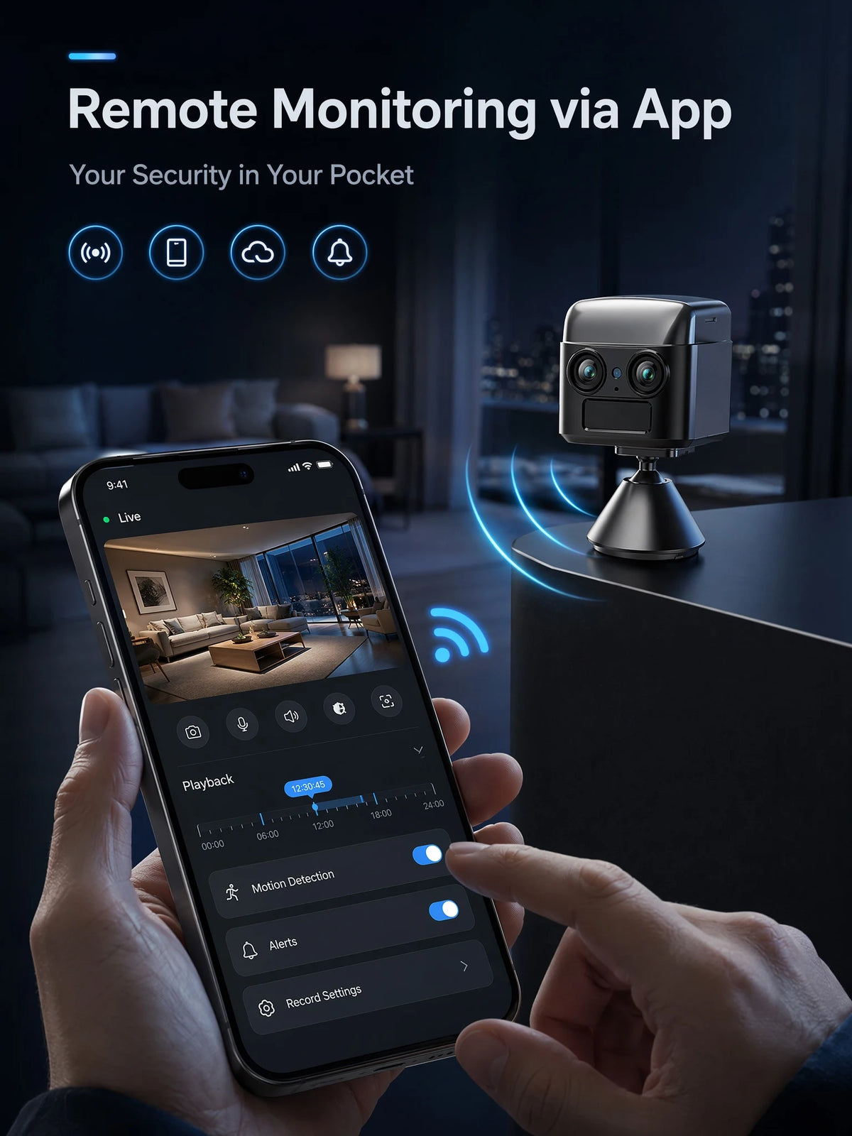 OKAM PRO WIFI MINI Double objectif HD 10MP Zoom 6X Caméra 4G SIM With Two-Way Talk Vision nocturne Détection de mouvement PIR Caméra de sécurité étanche