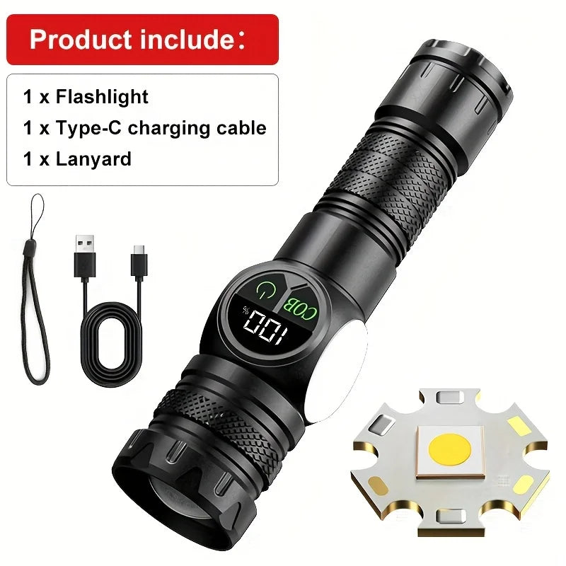 Linterna recargable con zoom y luz lateral COB