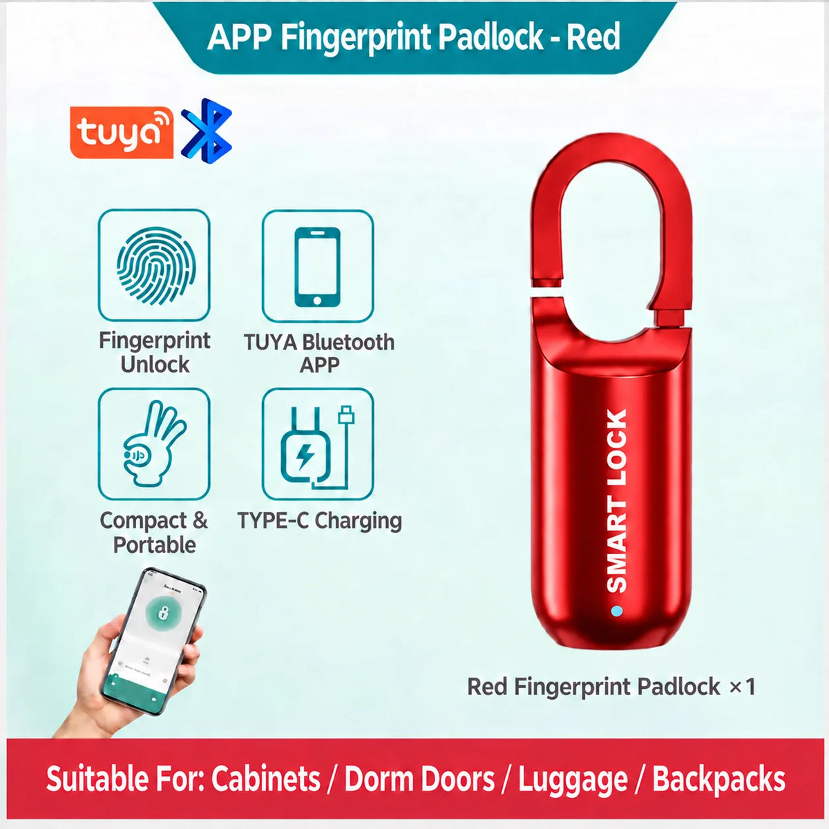 Mini Smart Fingerprint Lock Biometric Keyless Thumbprint Padlock School Gym Locker Small Rechargeable Electronic Locks
