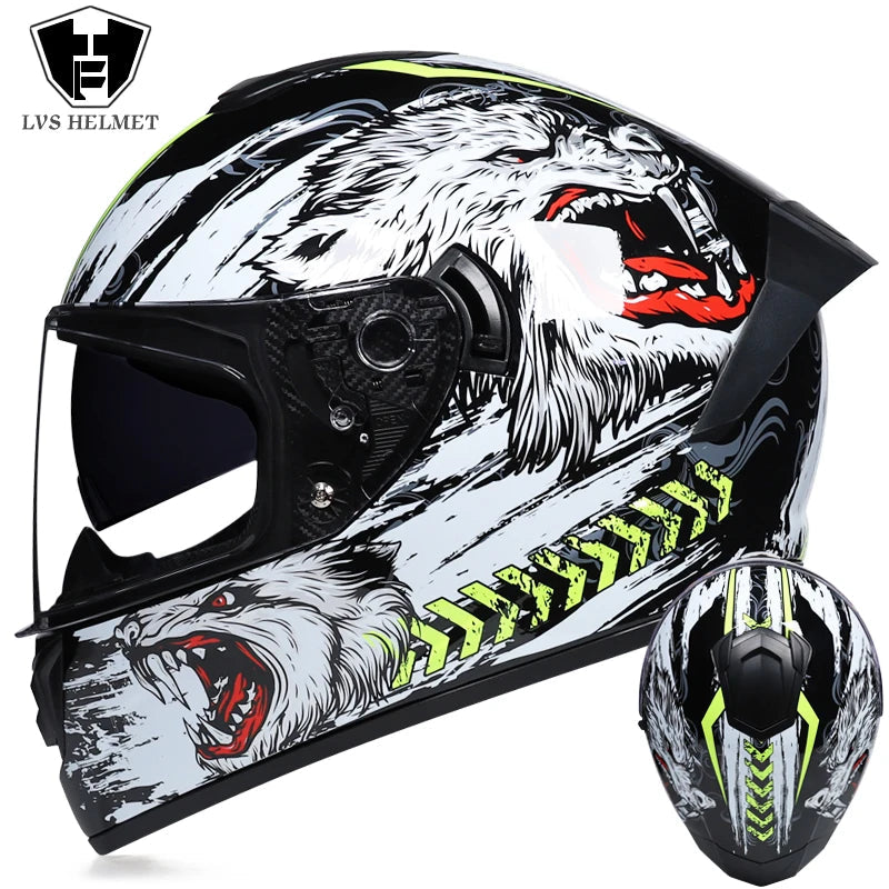 Full Face Racing Helmets Winter Warm Double Visor Motorcycle Helmet Motorbike Sports helmet 