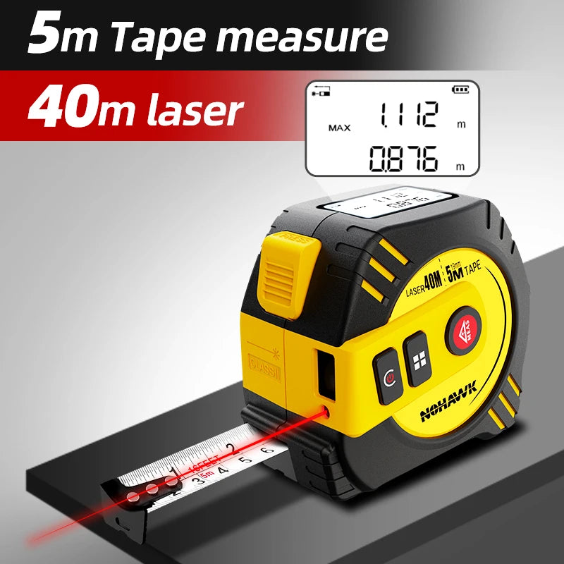 Mètre ruban laser Nohawk 40 m/80 m, télémètre laser, mètre ruban numérique, outil de mesure, mètre ruban en acier, rechargeable par USB