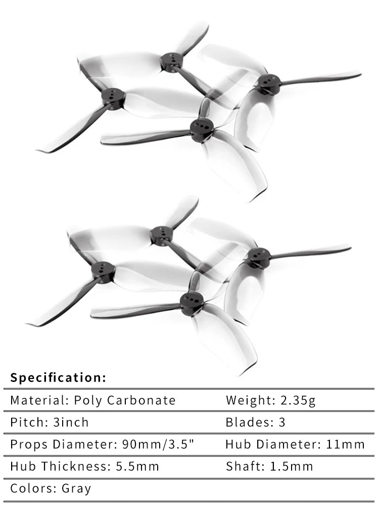 DT90 Three-Blade Drone Propellers, 90 mm