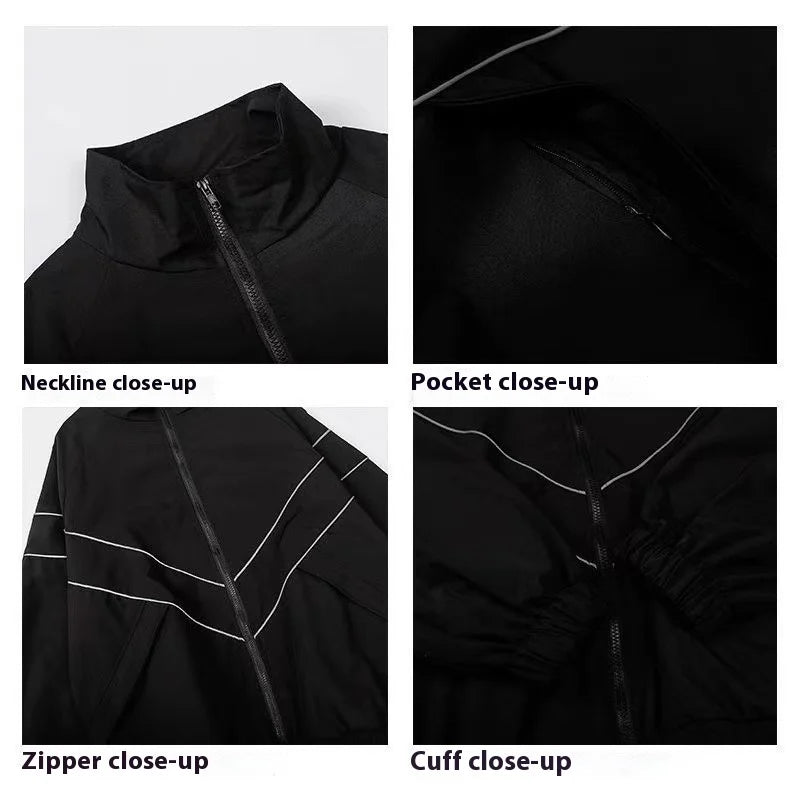 Hip Hop Varsity Jacket Men High Street Patchwork Color Black Windbreaker Coats Women Spring Autumn Thin Fashion College Jackets 