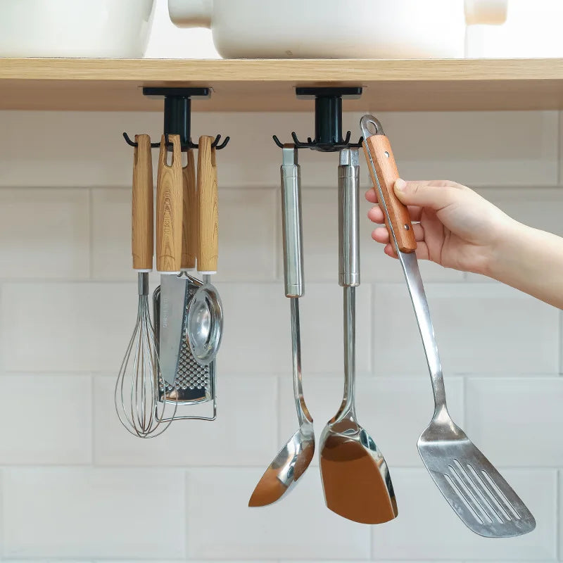 Rotating Wall-Mount Kitchen Utensil Hooks