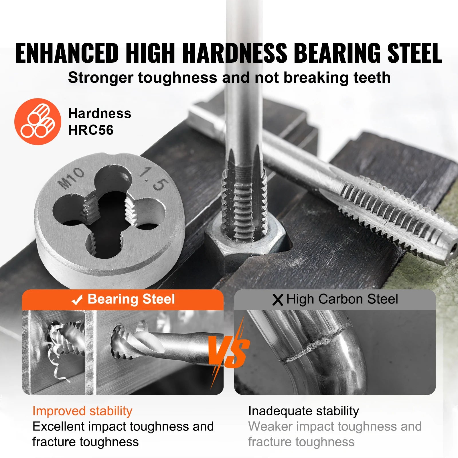 Ensemble de tarauds et filières 116 pièces avec outils de filetage métrique et SAE