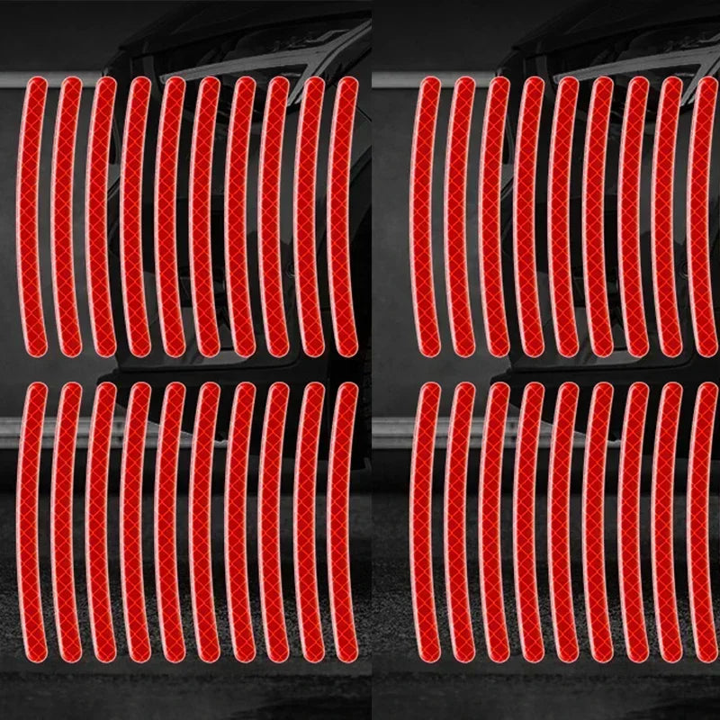 Car Wheel Hub Reflective Stripes Sticker Driving Safety Tire Decor Warning Sticker Warning Reflective Tape Car Accessories 