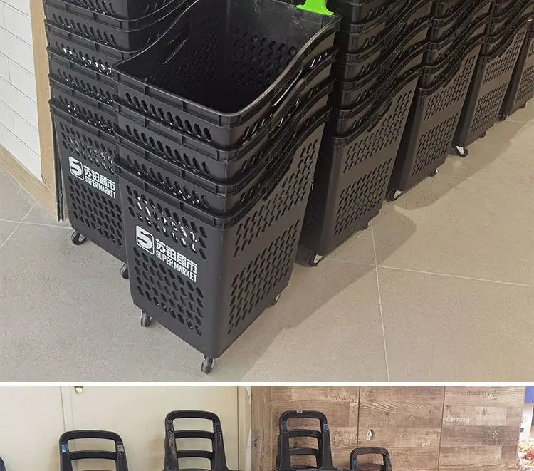 Supermarket shopping trolley high back basket hand pull shopping basket trolley shopping cart