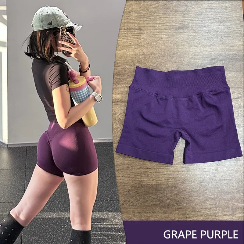Seamless Shorts Ribbed Yoga Shorts Women Flex Scrunch Bum Gym Shorts Booty Running Short Butt Lifting Workout Pants 