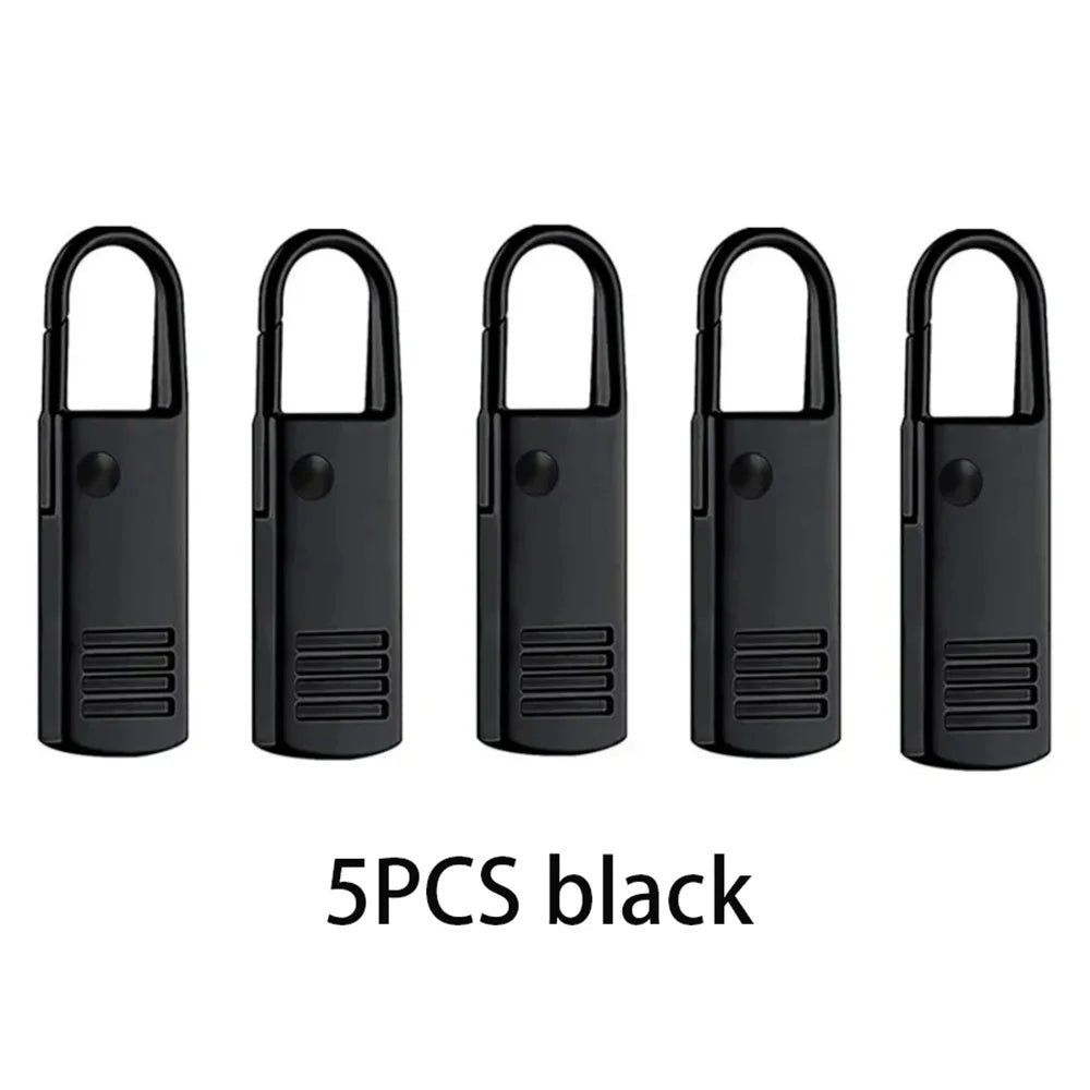 5-Piece Detachable Black Zipper Pull Set